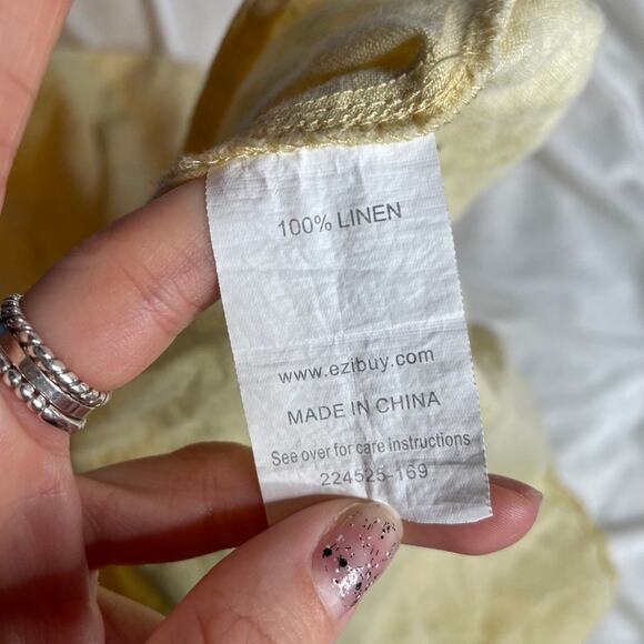 GRACE HILL 100% Linen Yellow Pastel Button Down Back 1/2 Sleeve 16 Large - Picture 4 of 4